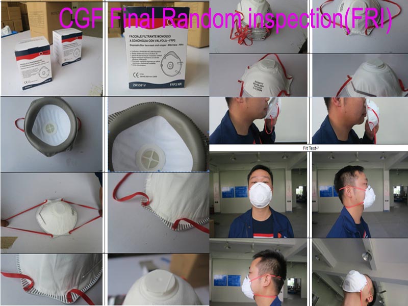 China CGF Final Random inspection(FRI) for medical mask,surgical mask,Facciale filtrante monouso pieghevole convalvola and medical products inspection